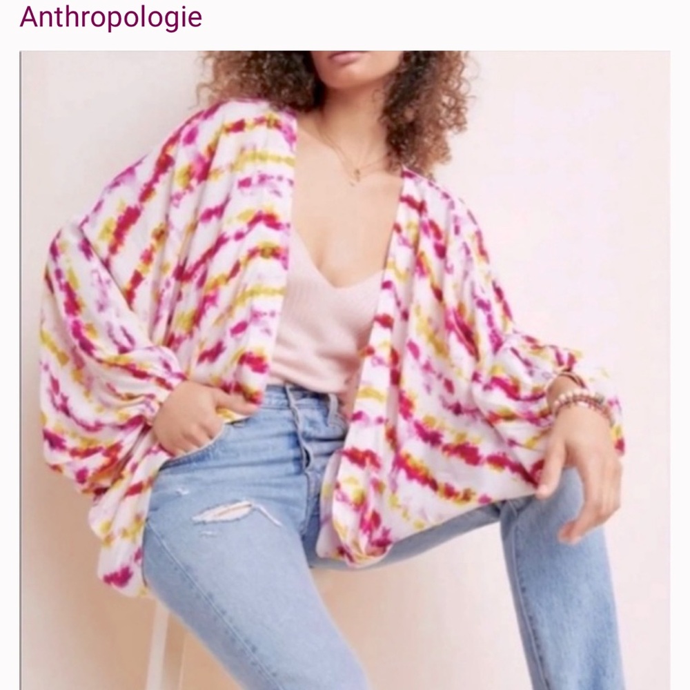 Anthropologie Women's pink/yellow/white kimono